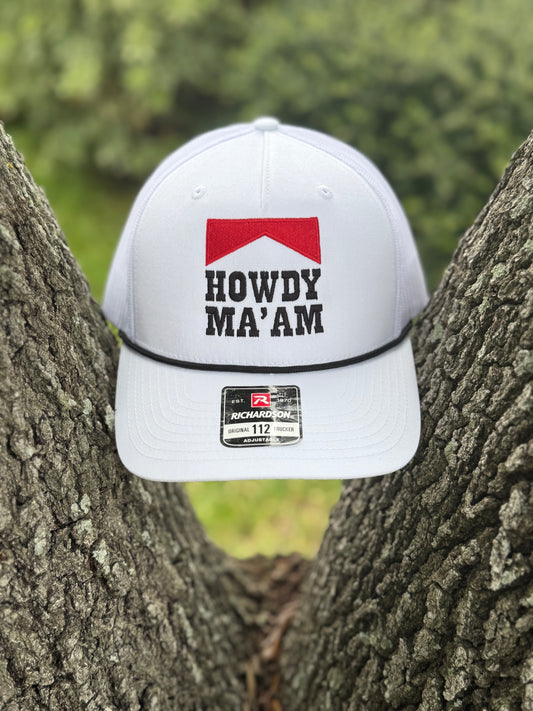 Howdy Ma’am White/Black Rope | Bulls and Bluebonnets