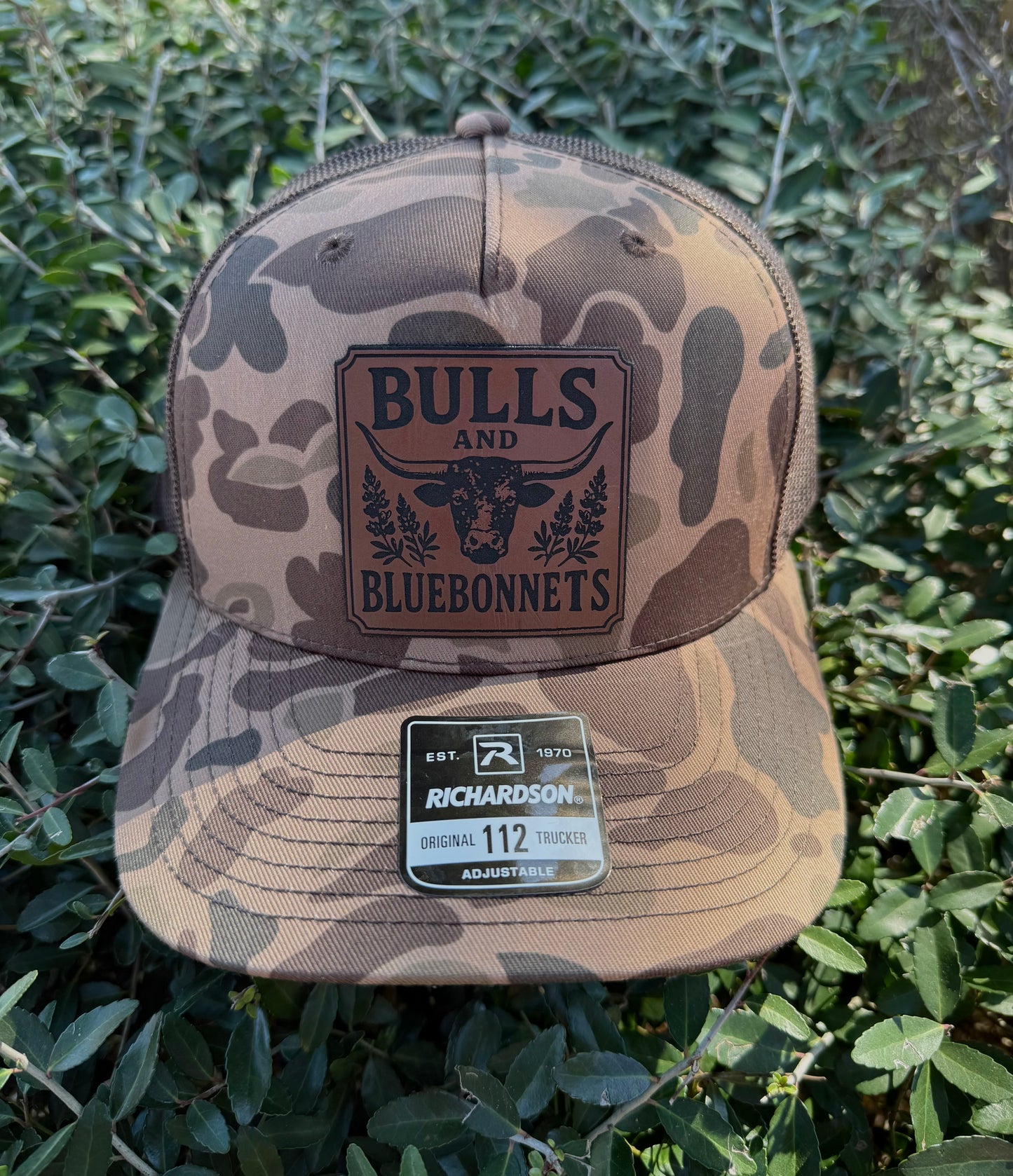 BB Leather Patch Richardson 112PFP Duck Camo | Bulls and Bluebonnets