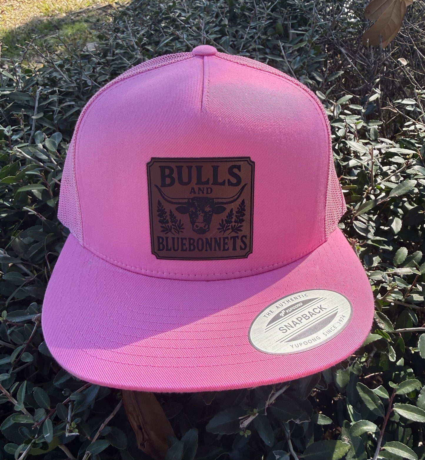 BB Leather Patch YP 5 Panel Pink | Bulls and Bluebonnets